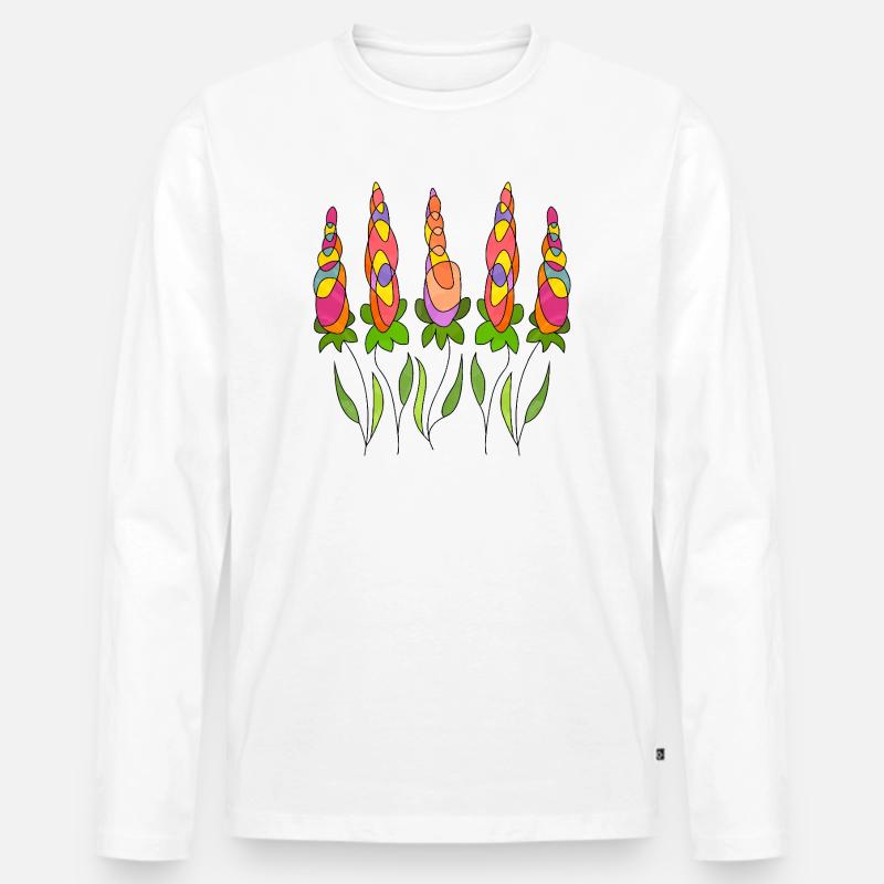 Blumen - Männer Premium Bio Langarmshirt - Weiß