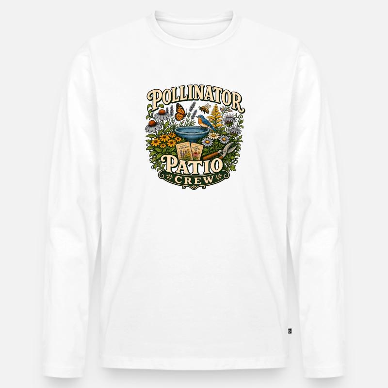 Pollinator Patio Crew Wildblumen Garten - Männer Premium Bio Langarmshirt - Weiß