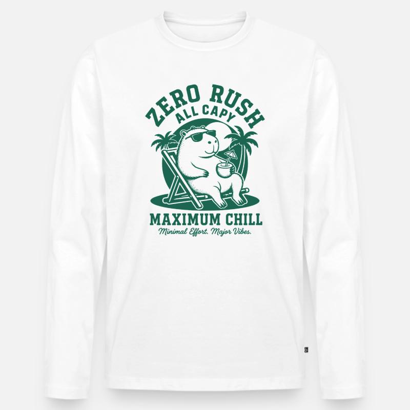 Zero Rush Capybara Chill - Männer Premium Bio Langarmshirt - Weiß