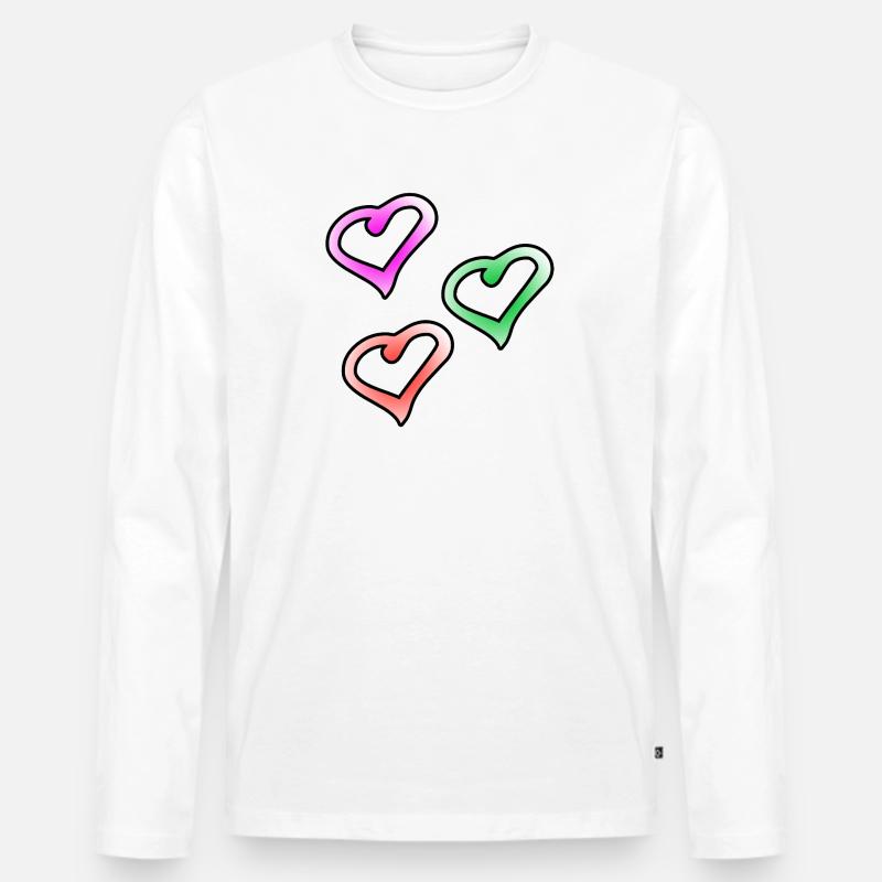 Herzen - Männer Premium Bio Langarmshirt - Weiß