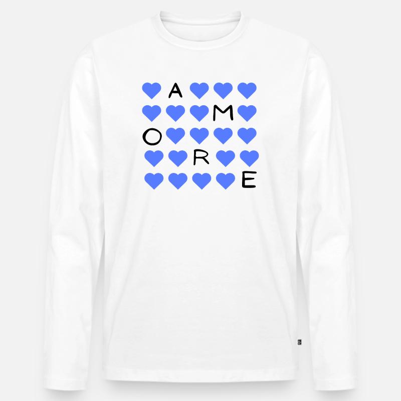 Blauherz Raster Muster - Männer Premium Bio Langarmshirt - Weiß