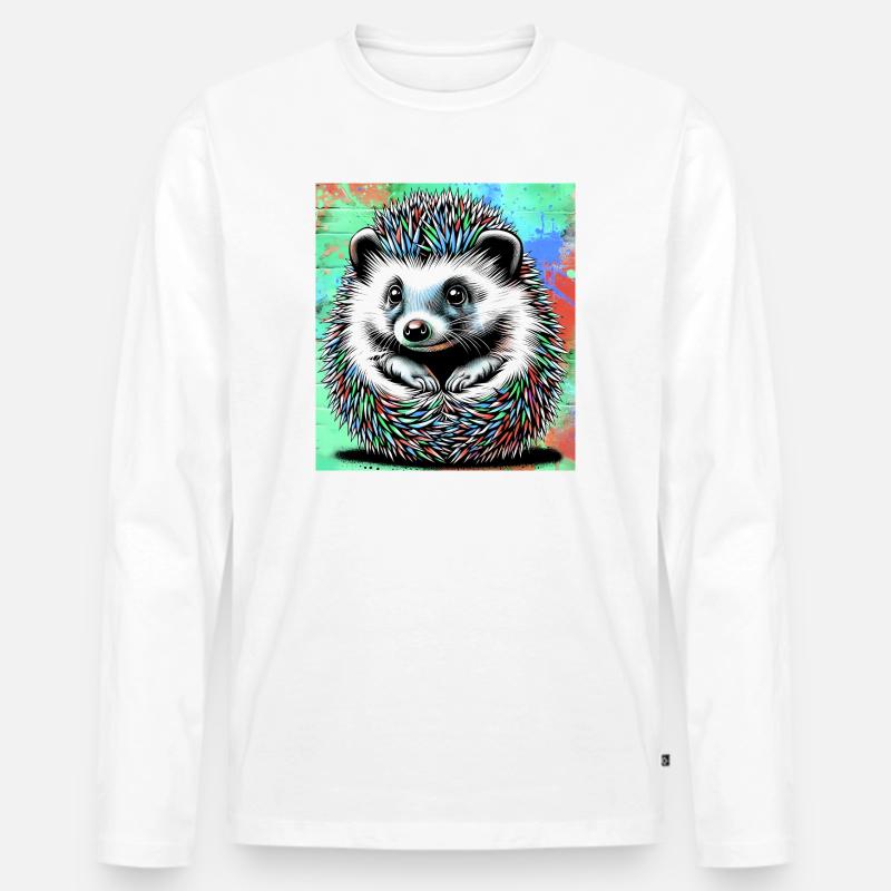 Igel - Männer Premium Bio Langarmshirt - Weiß