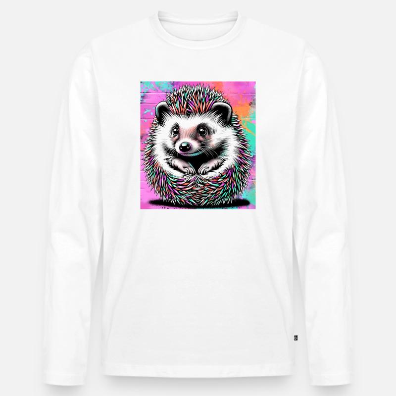 Igel - Männer Premium Bio Langarmshirt - Weiß