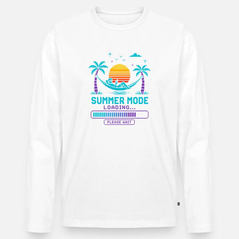 Summer Mode Loading: Sunset - Men's Premium Organic Long Sleeve Shirt - white