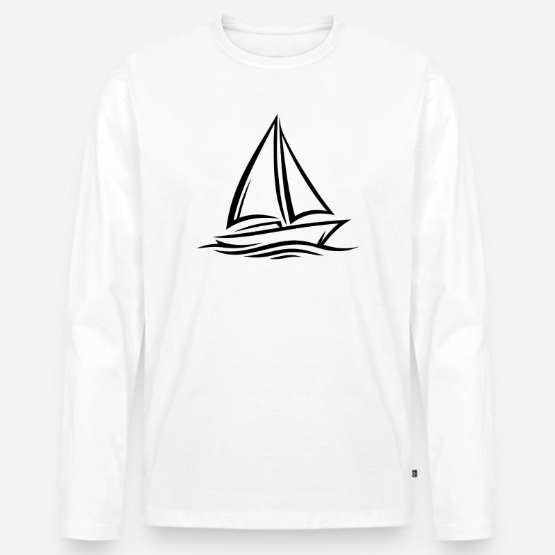Segelboot - Männer Premium Bio Langarmshirt - Weiß