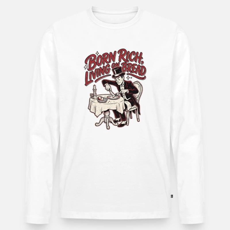 Born Rich - Männer Premium Bio Langarmshirt - Weiß