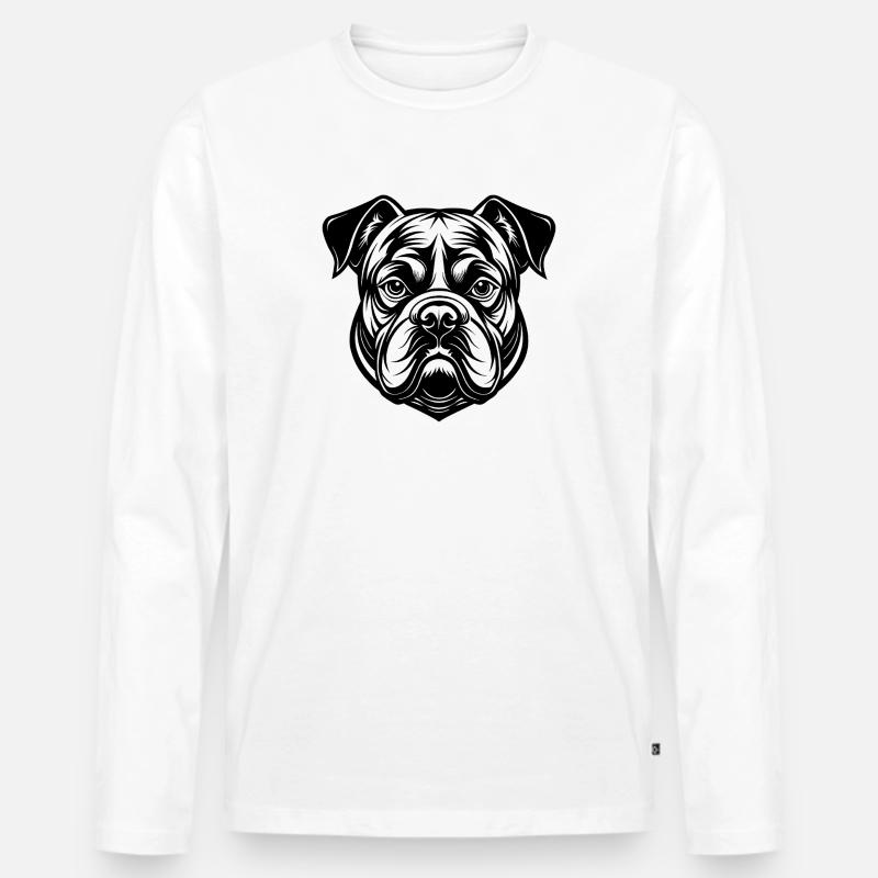 Englischer Bulldogge - Männer Premium Bio Langarmshirt - Weiß