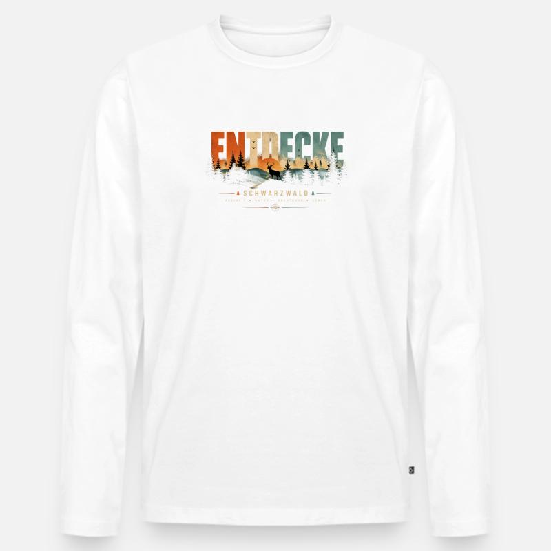 Entdecke Schwarzwald Landschaft - Männer Premium Bio Langarmshirt - Weiß
