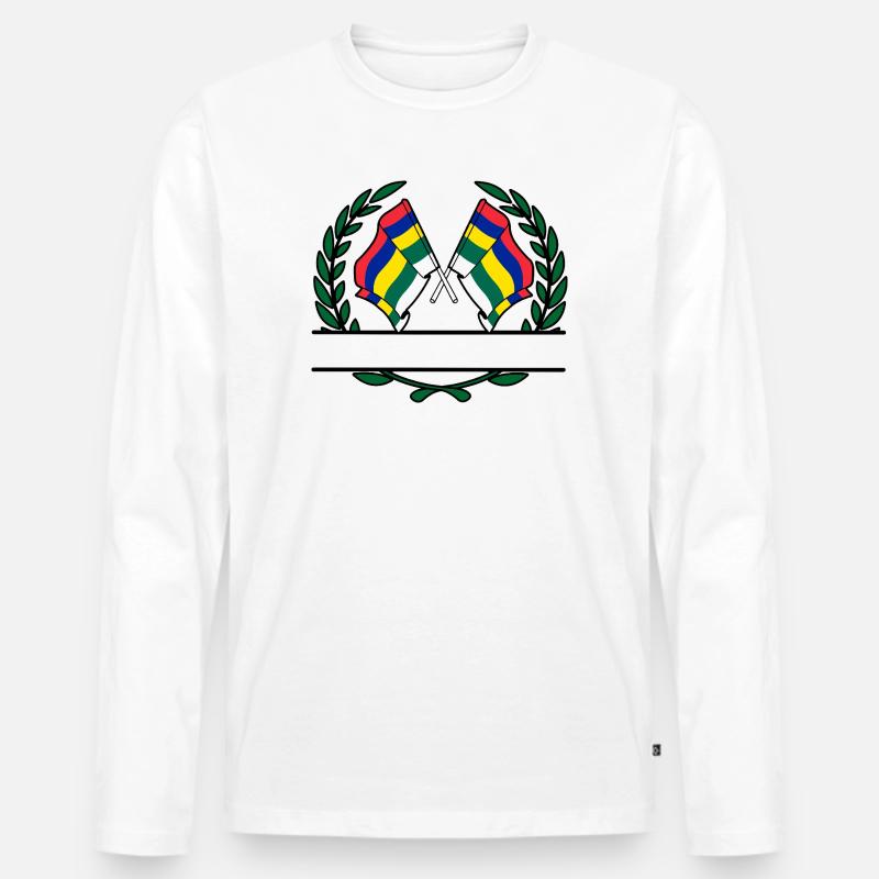 Terschelling Lorbeerflaggen – Island Pride - Männer Premium Bio Langarmshirt - Weiß