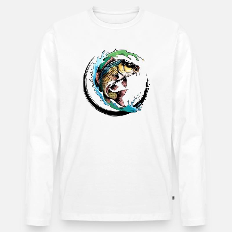 Karpfen Angeln - Männer Premium Bio Langarmshirt - Weiß