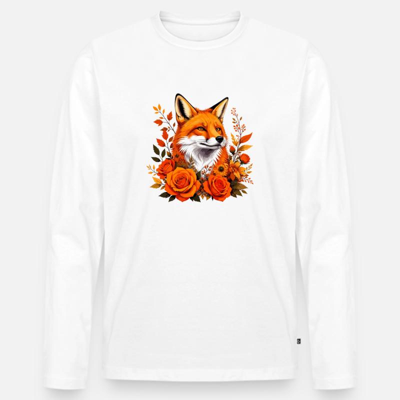 Fuchs im Herbstrausch - Männer Premium Bio Langarmshirt - Weiß