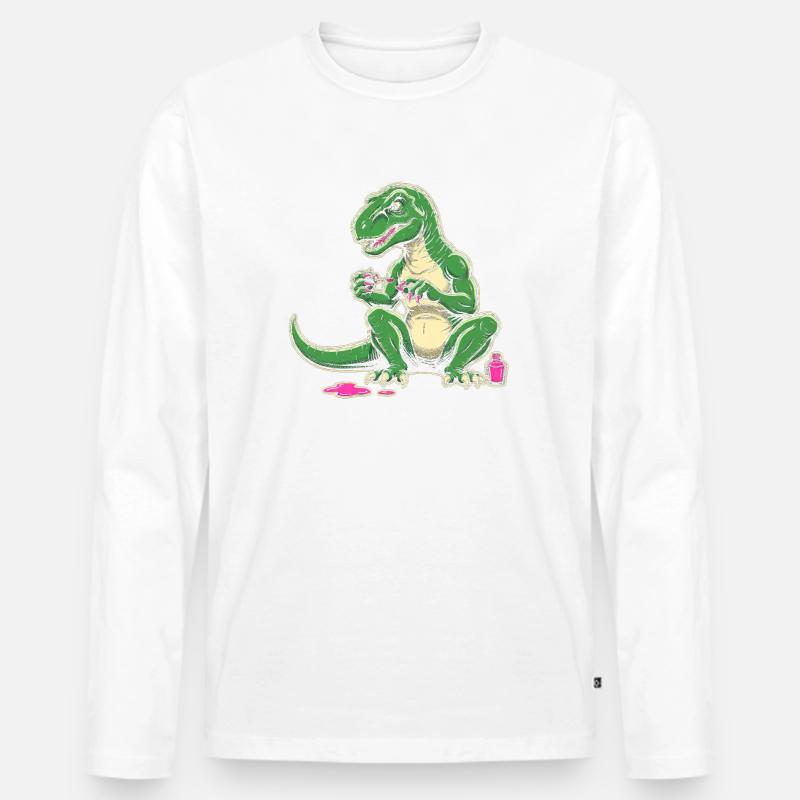 Dino Nagellack Chaos - Männer Premium Bio Langarmshirt - Weiß