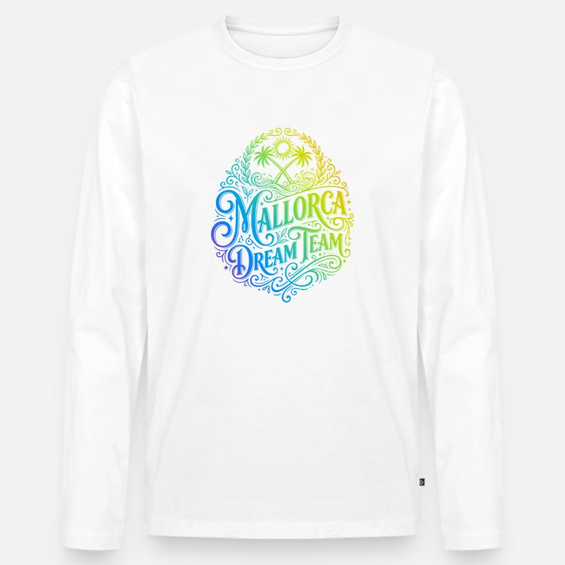 Mallorca Dream Team Bunt - Männer Premium Bio Langarmshirt - Weiß