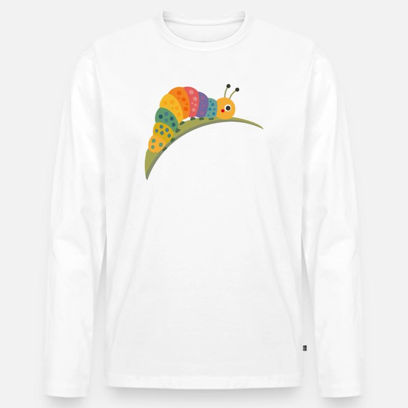 Bunte Raupe im Kawaii Stil - Männer Premium Bio Langarmshirt - Weiß