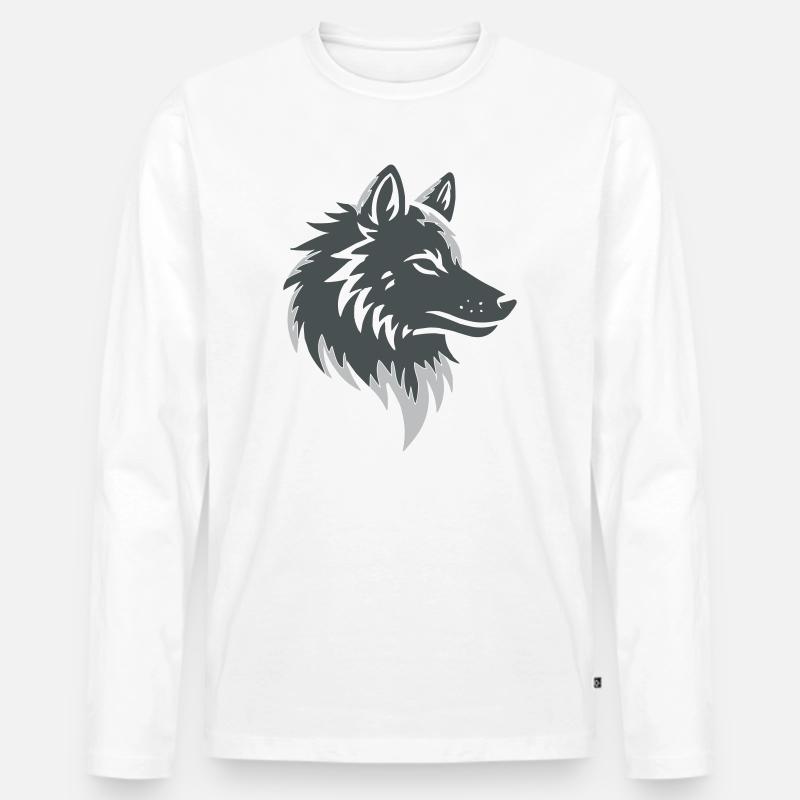 Wolfsruf im Graustil - Männer Premium Bio Langarmshirt - Weiß