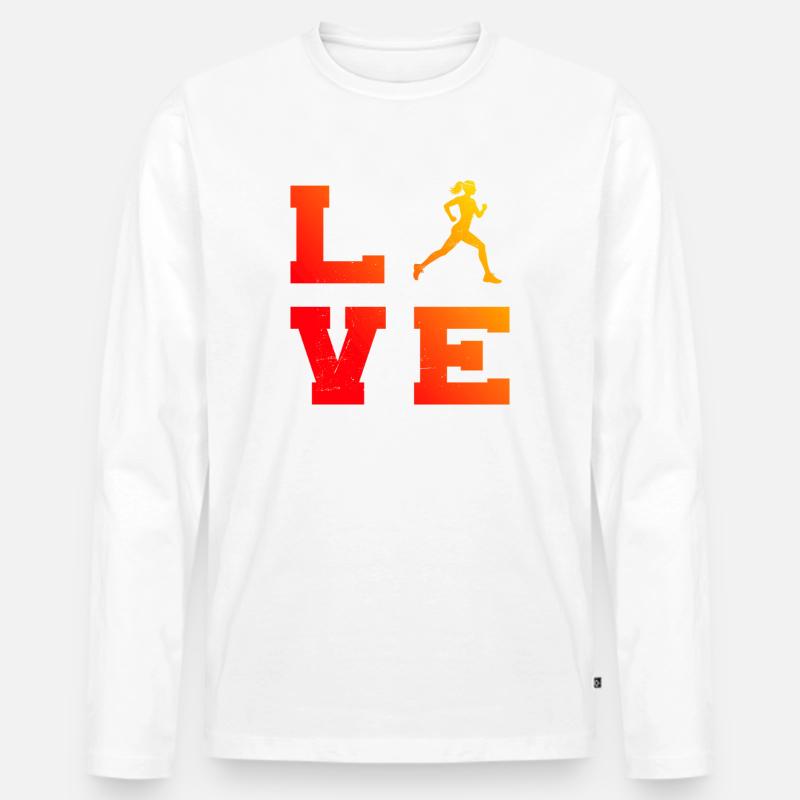 Geschenkidee für eine Running mit Running - Männer Premium Bio Langarmshirt - Weiß