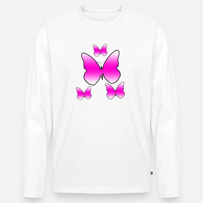 Schmetterlinge - Männer Premium Bio Langarmshirt - Weiß