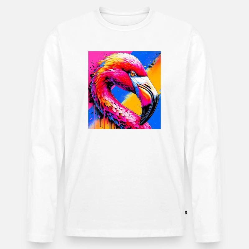 Flamingo - Männer Premium Bio Langarmshirt - Weiß
