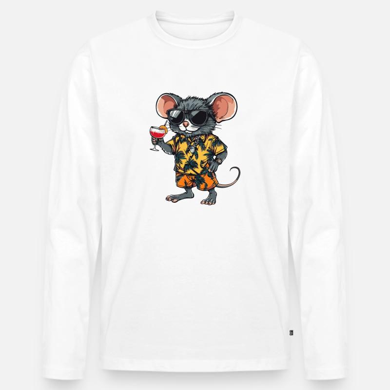 Maus Comic Sommer - Männer Premium Bio Langarmshirt - Weiß
