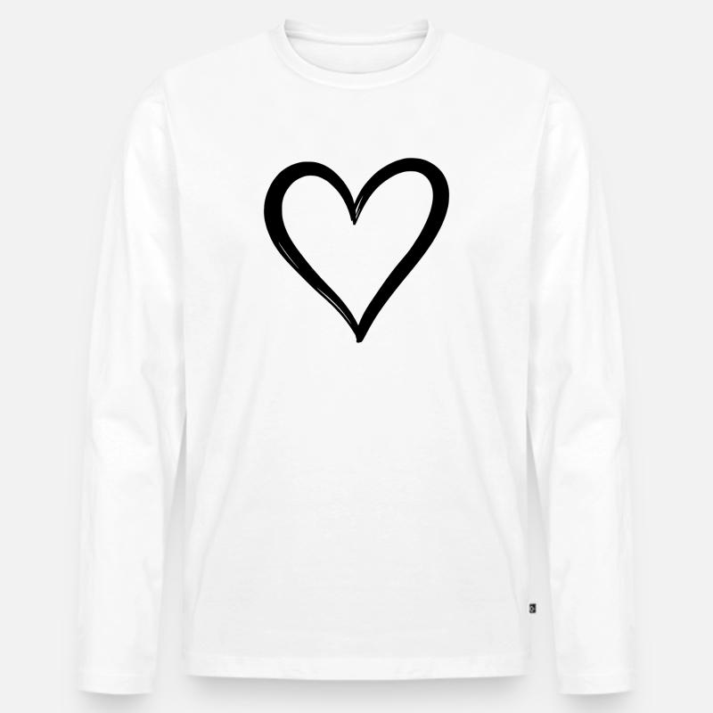 Herz - Männer Premium Bio Langarmshirt - Weiß