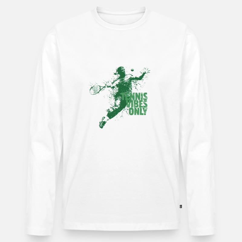 Tennis-Vibes Nur Spritzer - Männer Premium Bio Langarmshirt - Weiß