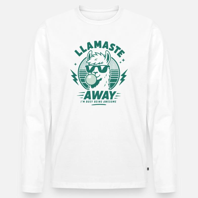 Llamaste Away Funny Lama - Männer Premium Bio Langarmshirt - Weiß
