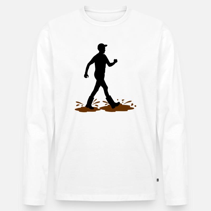 Wadloper Man – Schlammentdecker - Männer Premium Bio Langarmshirt - Weiß