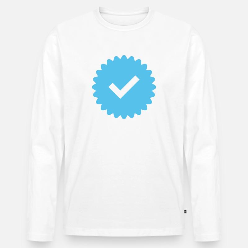 Blue Tick Abzeichen - Männer Premium Bio Langarmshirt - Weiß