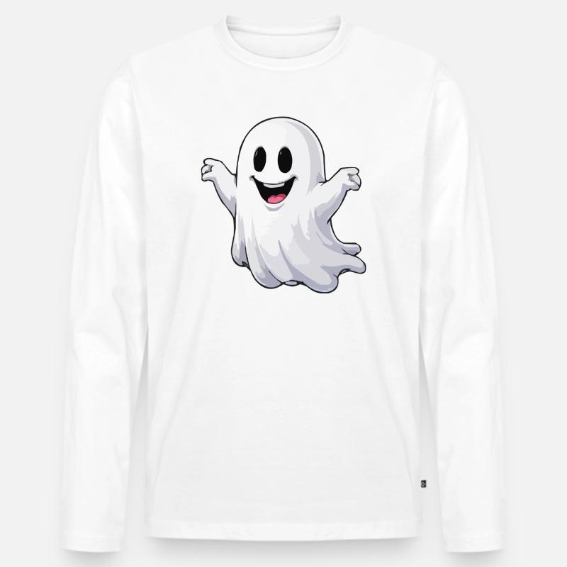 Fröhlicher Cartoon-Geist - Männer Premium Bio Langarmshirt - Weiß