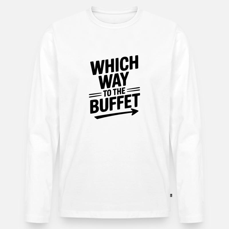 Welcher Weg zum Buffet - Männer Premium Bio Langarmshirt - Weiß