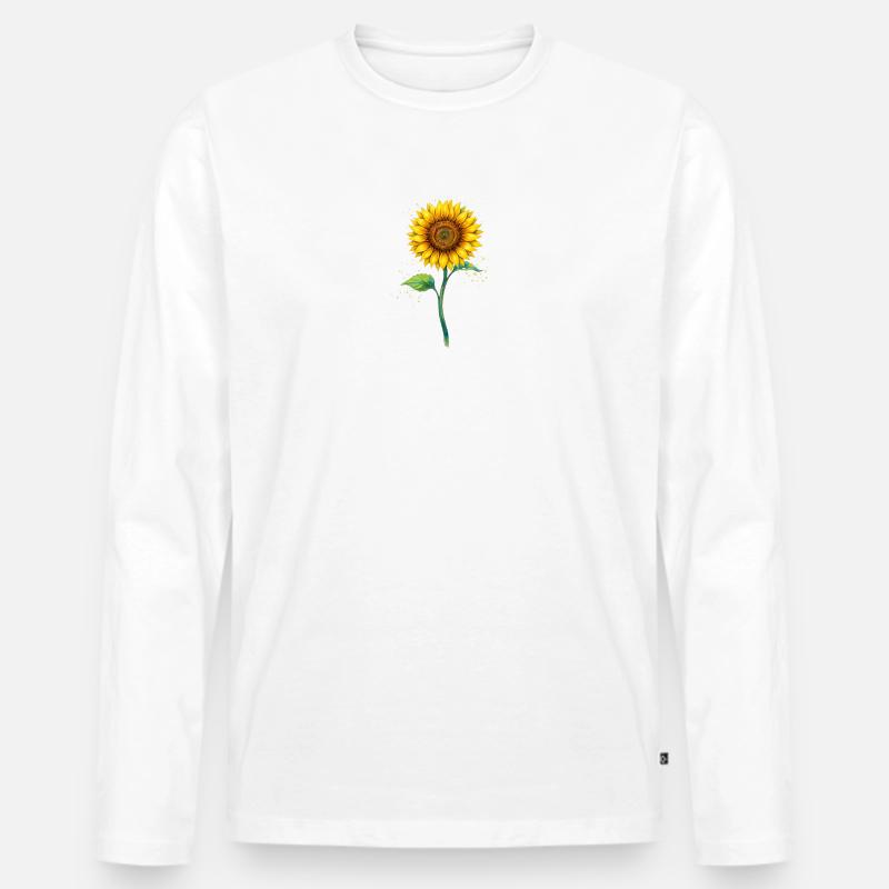 Sonnenblume - Männer Premium Bio Langarmshirt - Weiß