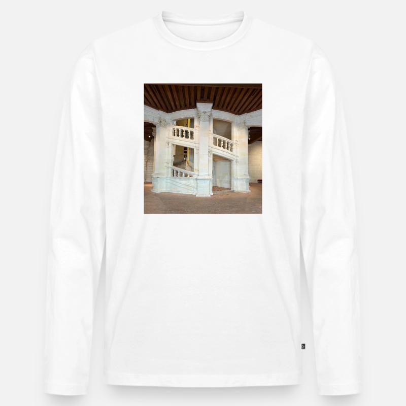 Doppelte Wendeltreppe - Männer Premium Bio Langarmshirt - Weiß