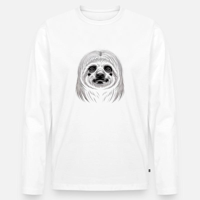 Faultier - Männer Premium Bio Langarmshirt - Weiß