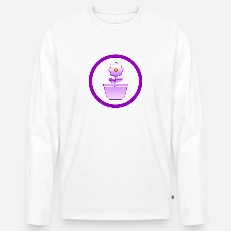 Blume - Männer Premium Bio Langarmshirt - Weiß