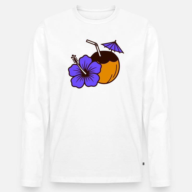 Hawaii - Männer Premium Bio Langarmshirt - Weiß