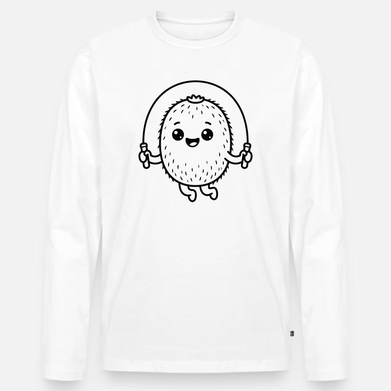 Kiwi niedlich - Männer Premium Bio Langarmshirt - Weiß
