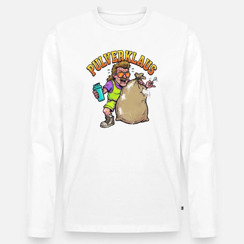 Pulverklaus: Protein oder Zauberpulver Gym - Männer Premium Bio Langarmshirt - Weiß