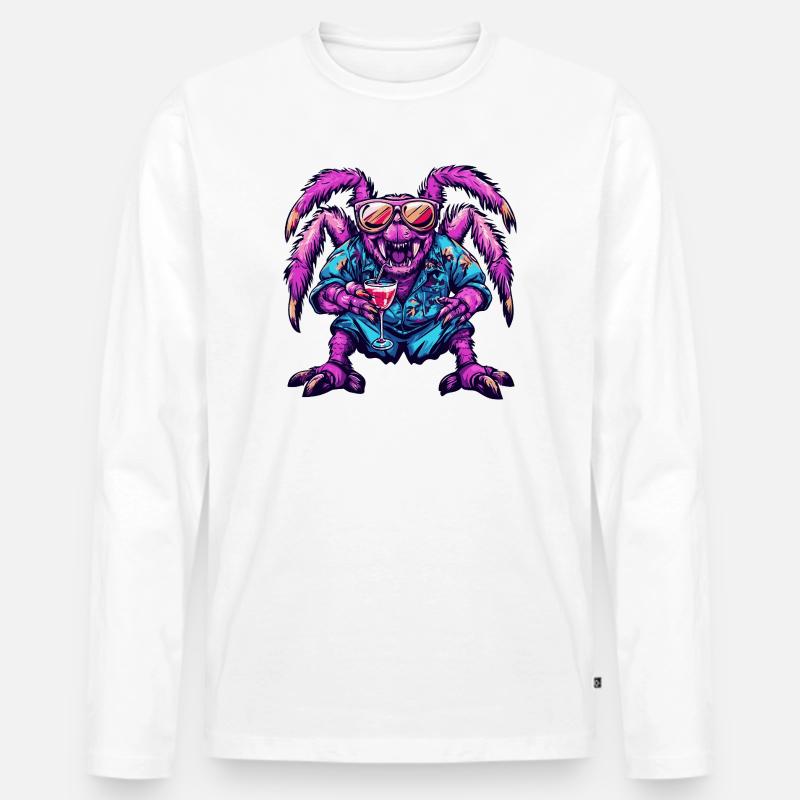 Tarantula Comic Sommer - Männer Premium Bio Langarmshirt - Weiß