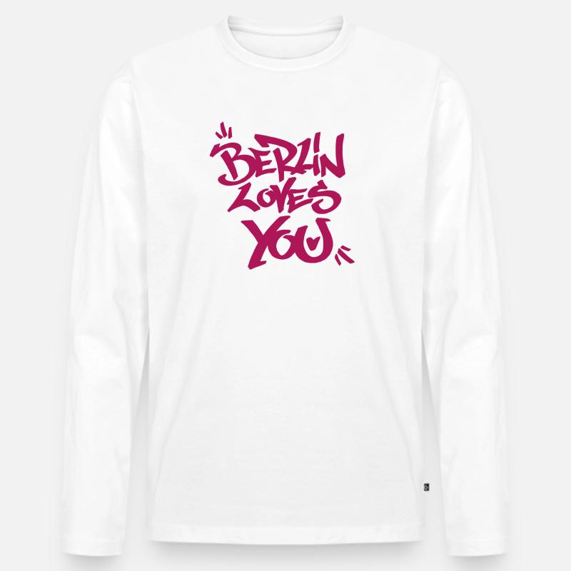 Berlin liebt dich Graffiti-Style - Männer Premium Bio Langarmshirt - Weiß