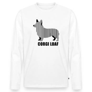 Corgi Loaf – Minimalist linear silhouette Hund - Männer Premium Bio Langarmshirt - Weiß - Vorne - Nico (187cm)