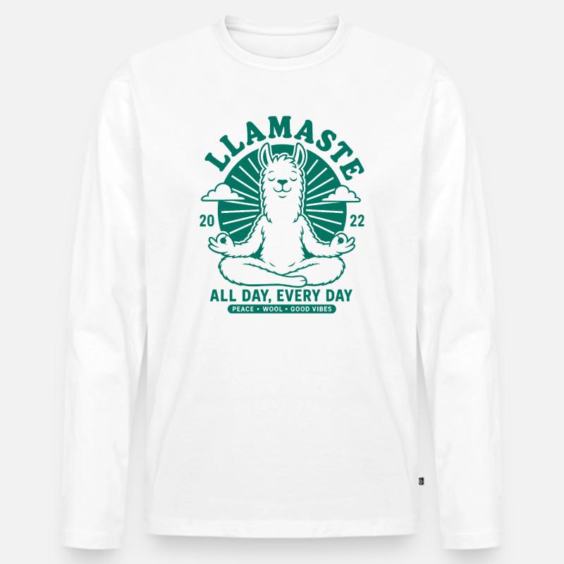 No Prob Llama Just Chill - Männer Premium Bio Langarmshirt - Weiß
