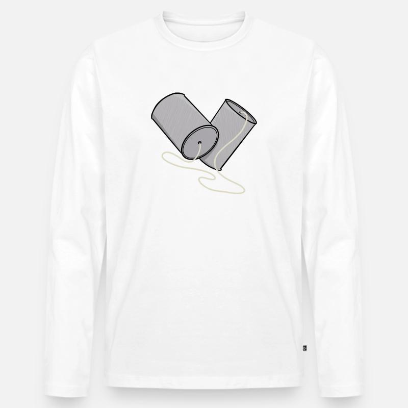 Blechdosen-Handy-Nostalgie - Männer Premium Bio Langarmshirt - Weiß