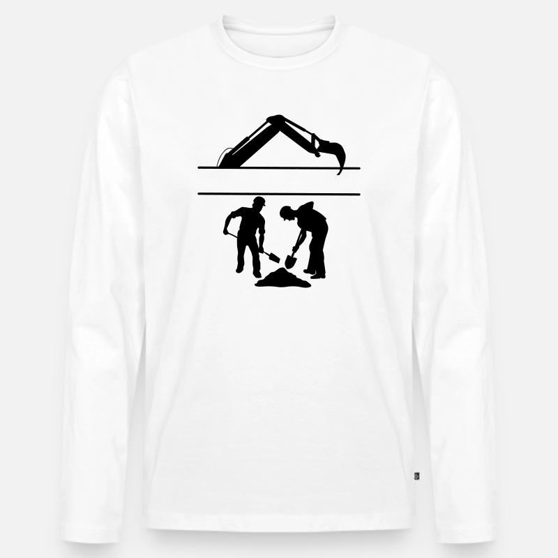 Bodenarbeiter Custom – Grabteam - Männer Premium Bio Langarmshirt - Weiß