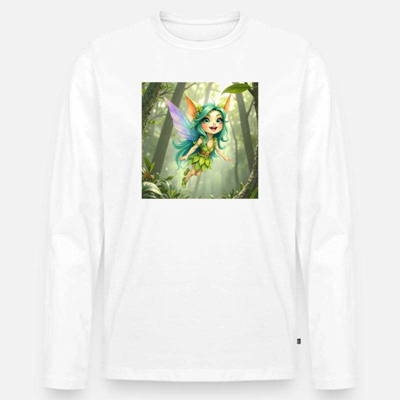 Fee des Smaragdwaldes - Männer Premium Bio Langarmshirt - Weiß