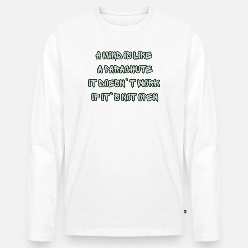 Open Mind Parachute Zitat - Männer Premium Bio Langarmshirt - Weiß