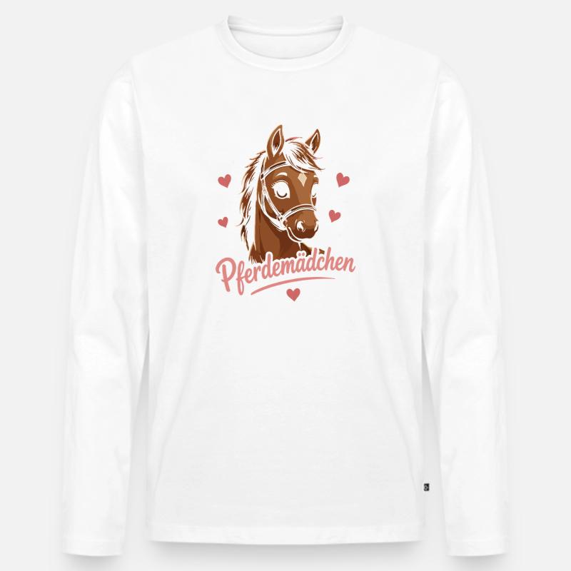 Pferdemädchen Herzglanz Pferd - Männer Premium Bio Langarmshirt - Weiß
