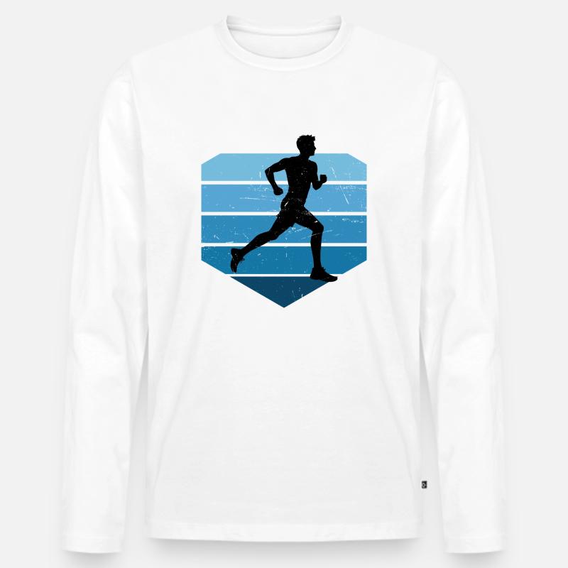 Geschenkidee für einen Running mit Running - Männer Premium Bio Langarmshirt - Weiß