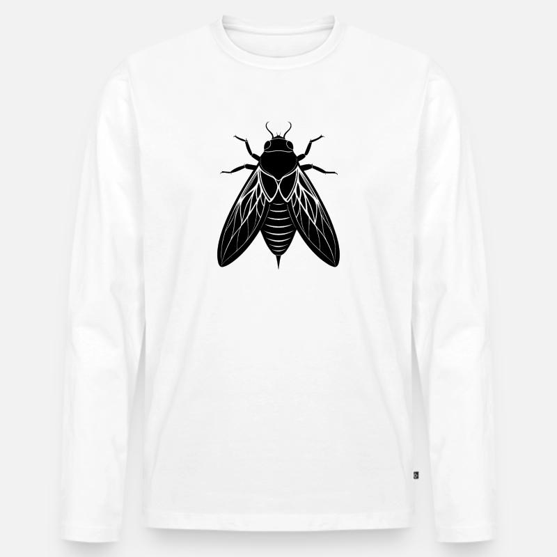 Zikade - Männer Premium Bio Langarmshirt - Weiß