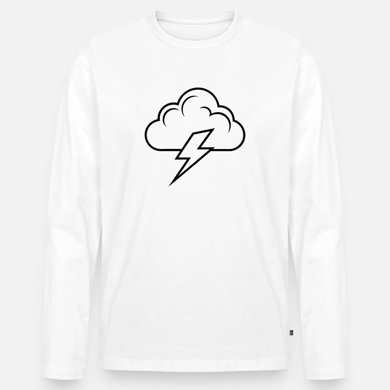 Wolke und Blitz - Männer Premium Bio Langarmshirt - Weiß