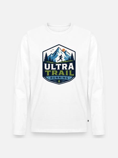 Ultra Trail Running - Men's Premium Organic Long Sleeve Shirt - white